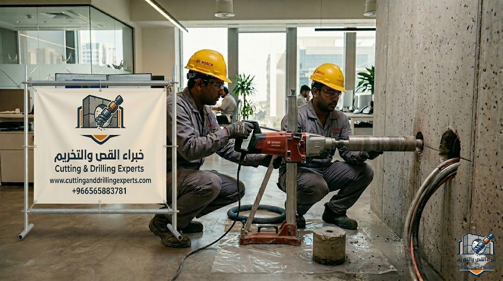 فتح كور مكيفات حي الياسمين بالرياض بالكور الماسي لعمل فتحات التكييف السبلت والمركزي بدون تكسير بدقة هندسية عالية